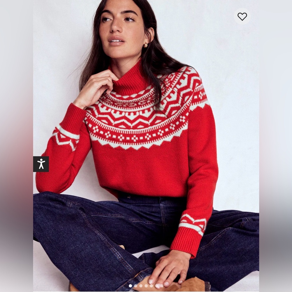 NEW! BODEN Marion Fair Isle Wool Mock Neck Sweater - Picture 2 of 10